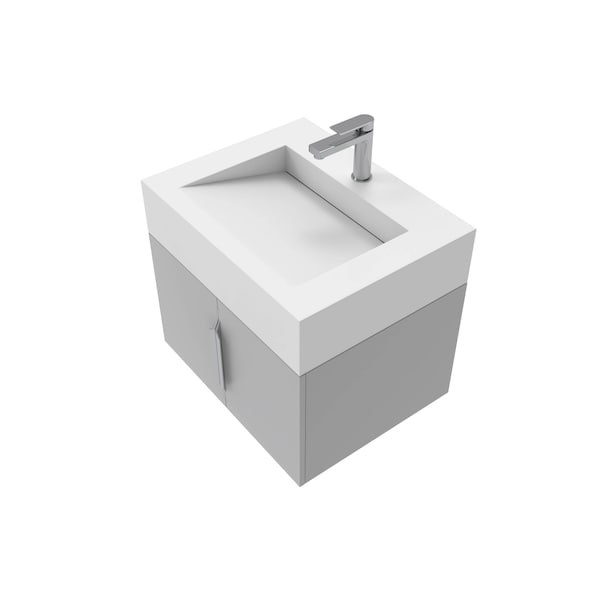 Castello Usa Nile 24-inch Gray Vanity Set with White Top and Chrome Handles CB-MC-24G-CHR-2053-WH - main